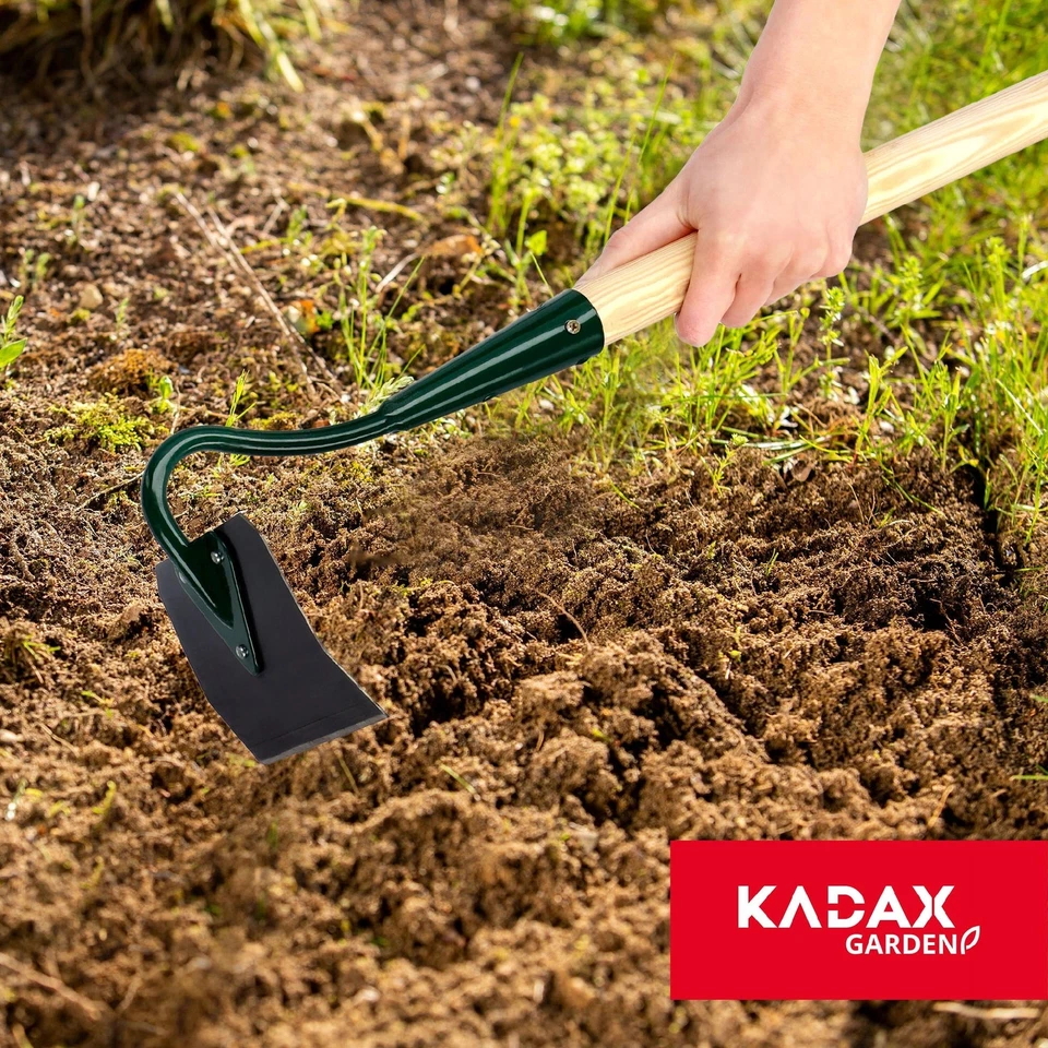 KADAX Hacke, Gartenhacke aus Metall, Unkrauthacke mit Stiel aus Holz, 14cm - Bild 4 von 4