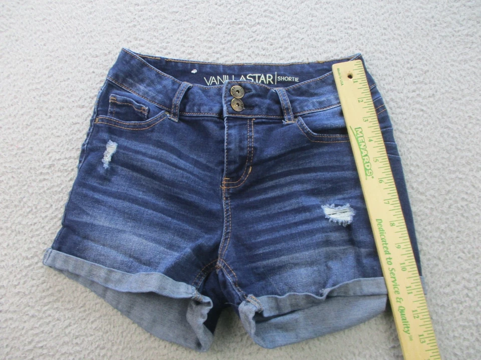 Blue Jeans Denim Shorts Womens JR 3 Stretch Shorite Stretch Cuffed Summer Blue - Image 3 of 4