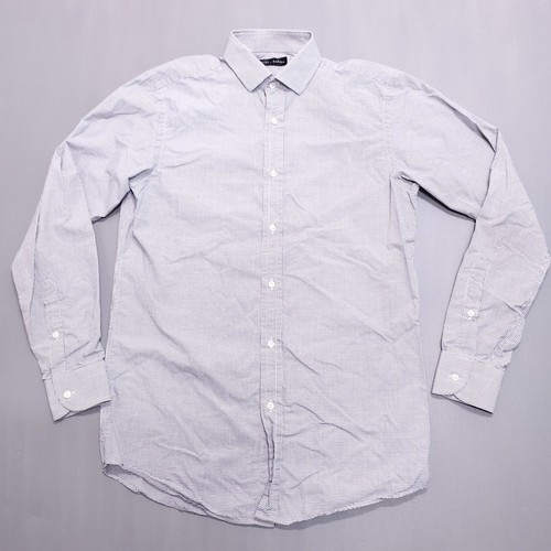 Ralph Lauren Dress Shirt Mens Size 15 Grey Graph Check Black Label Button Up