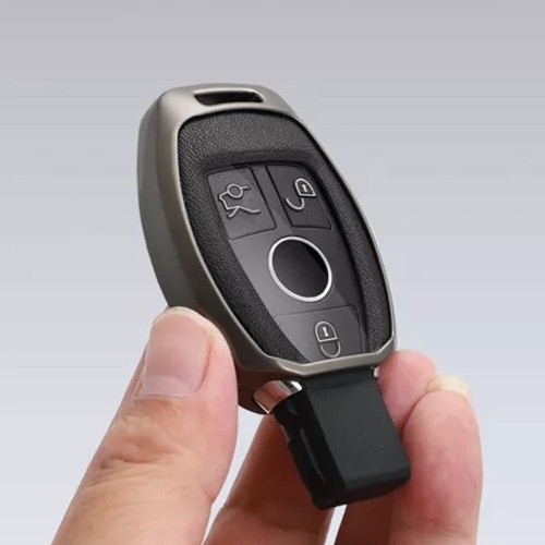 For Mercedes Benz GLC CLS CES Zinc Alloy Leather Remote Key Fob Cover Case Brown - Picture 6 of 6