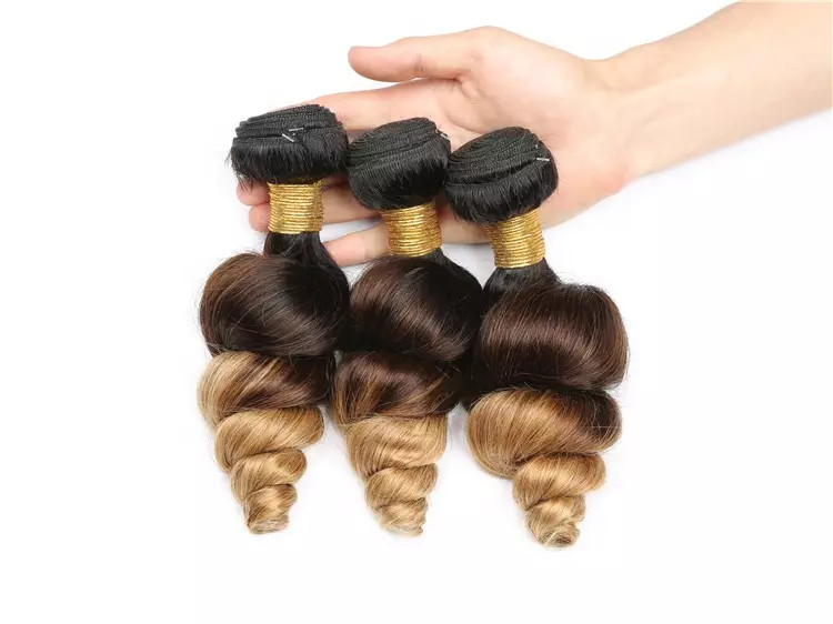 weave bundle with closure human hair 10'' color 1b#4#27