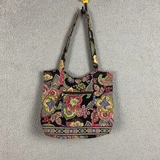 Vera Bradley Crossbody Handbag Hipster Bag Purse Quilted Black Yellow Floral