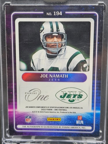 HOF'ER JOE NAMATH 2022 PANINI ONE PRESENTING AUTOGRAPH #08/20 NY JETS SEALED - Picture 3 of 4