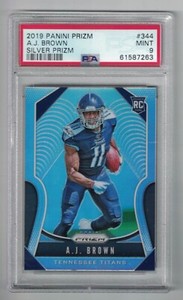 AJ BROWN - 2019 Panini Prizm Rookie Silver Prizm #344 - PSA 9 (MINT) - RC