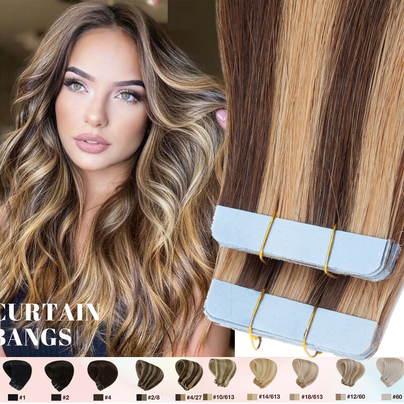 Balayage/Tape In Thick Remy Human Hair Extensions Skin Weft Full