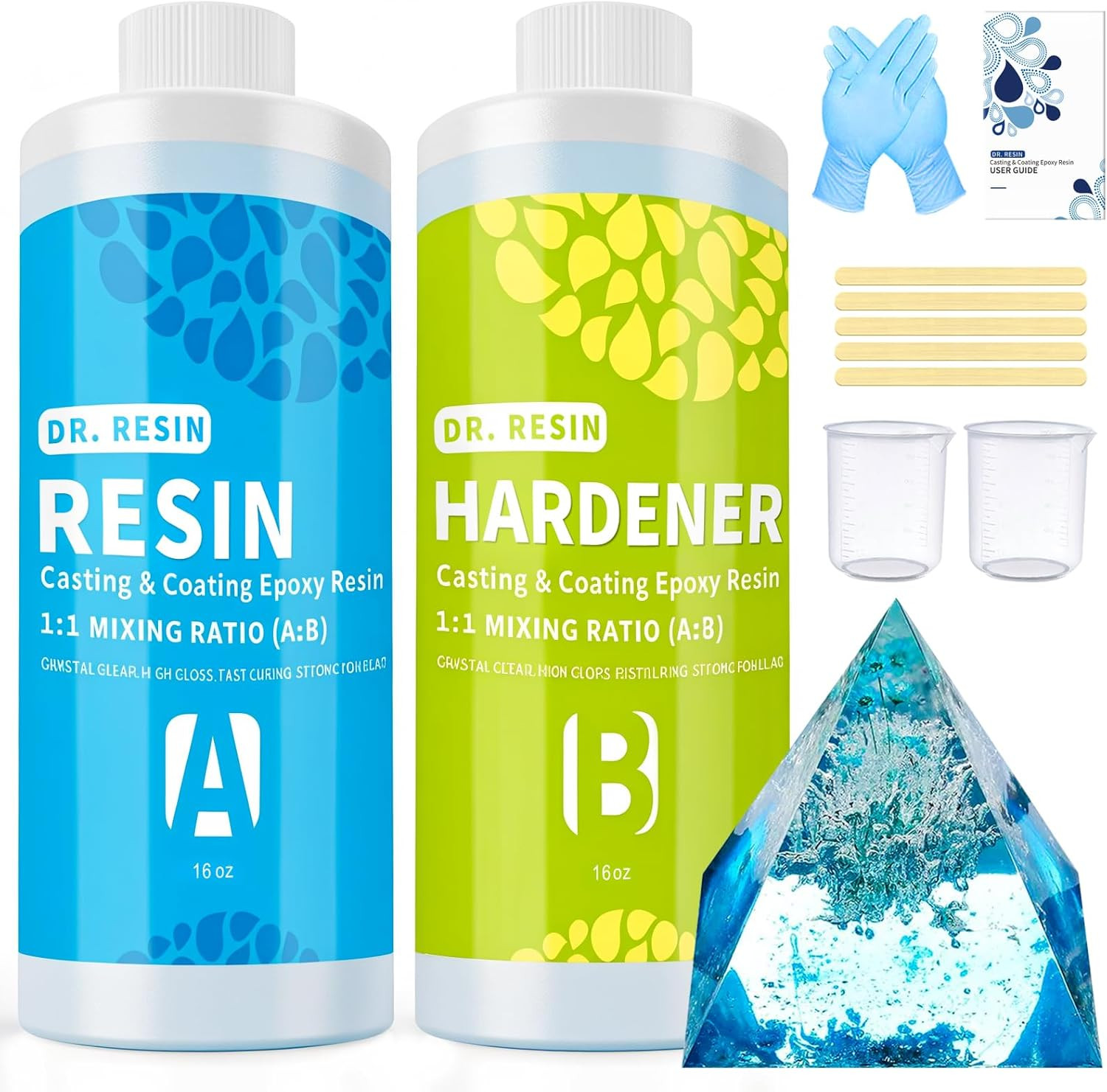 Clear Epoxy Resin Kit 2 Part 32 Oz for Table Bar Top Countertop Wood Food Safe S