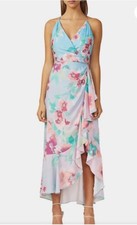 Anthropologie Adelyn Rae Floral-Print Ruffle High-Low Wrap Dress New Size Medium