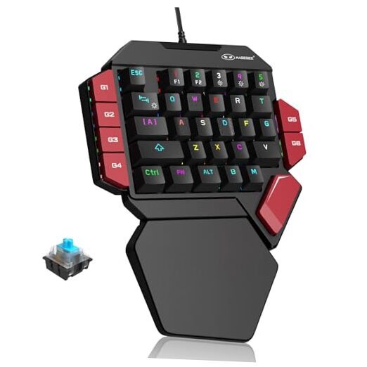 One-Handed RGB Gaming Keyboard with 35 Keys and Black/Blue Switch