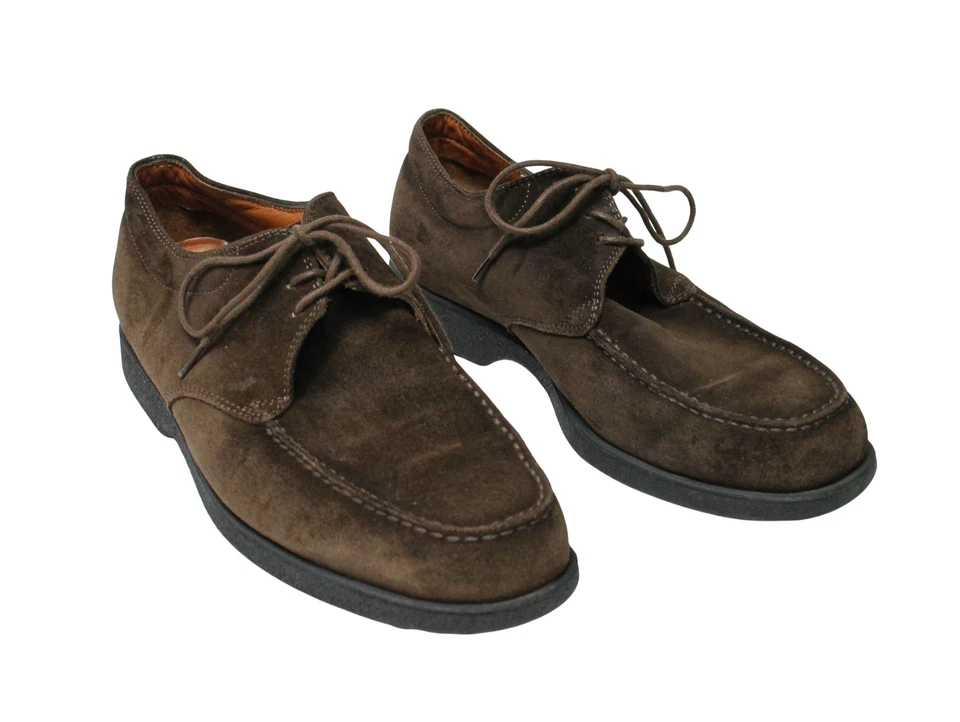 TOD'S Chaussures Homme Ue 41 Daim Cuir Lacet Marron Derby Italie Fabriqué - Photo 1/4