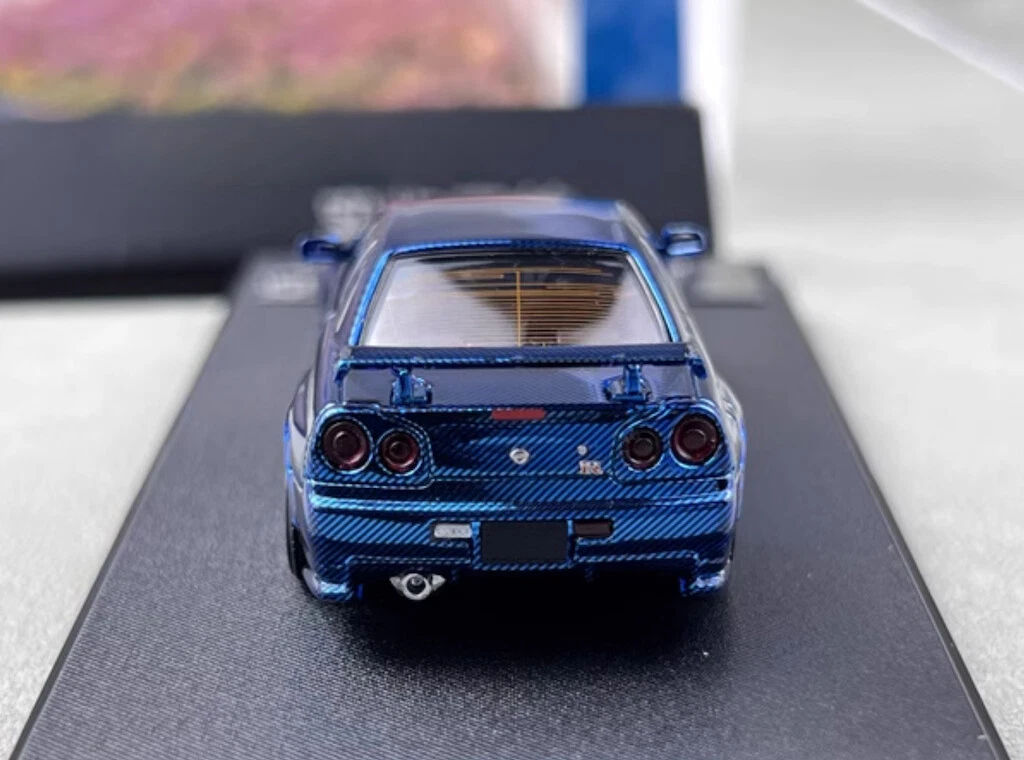Fuji 1:64 Blue Carbon Skyline GTR R34 Nismo Z-Tune Model Diecast