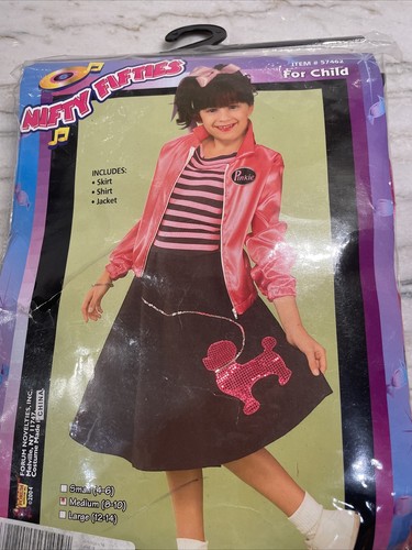 Costumania Girls Medium Nifty Fifties 57462 Pink Lady Poodle Skirt Jacket NEW - Picture 7 of 12