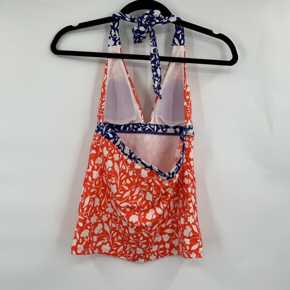 BODEN Positano Tankini Swim Top Halter Swimsuit 6 Flo… Gem