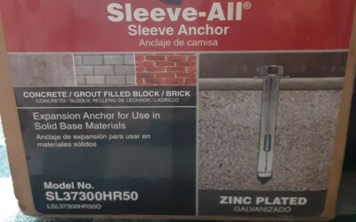 3/8'' x 3'' Simpson Strong Tie Sleeve-All Zinc Plated Sleeve Anchor Qty. 48