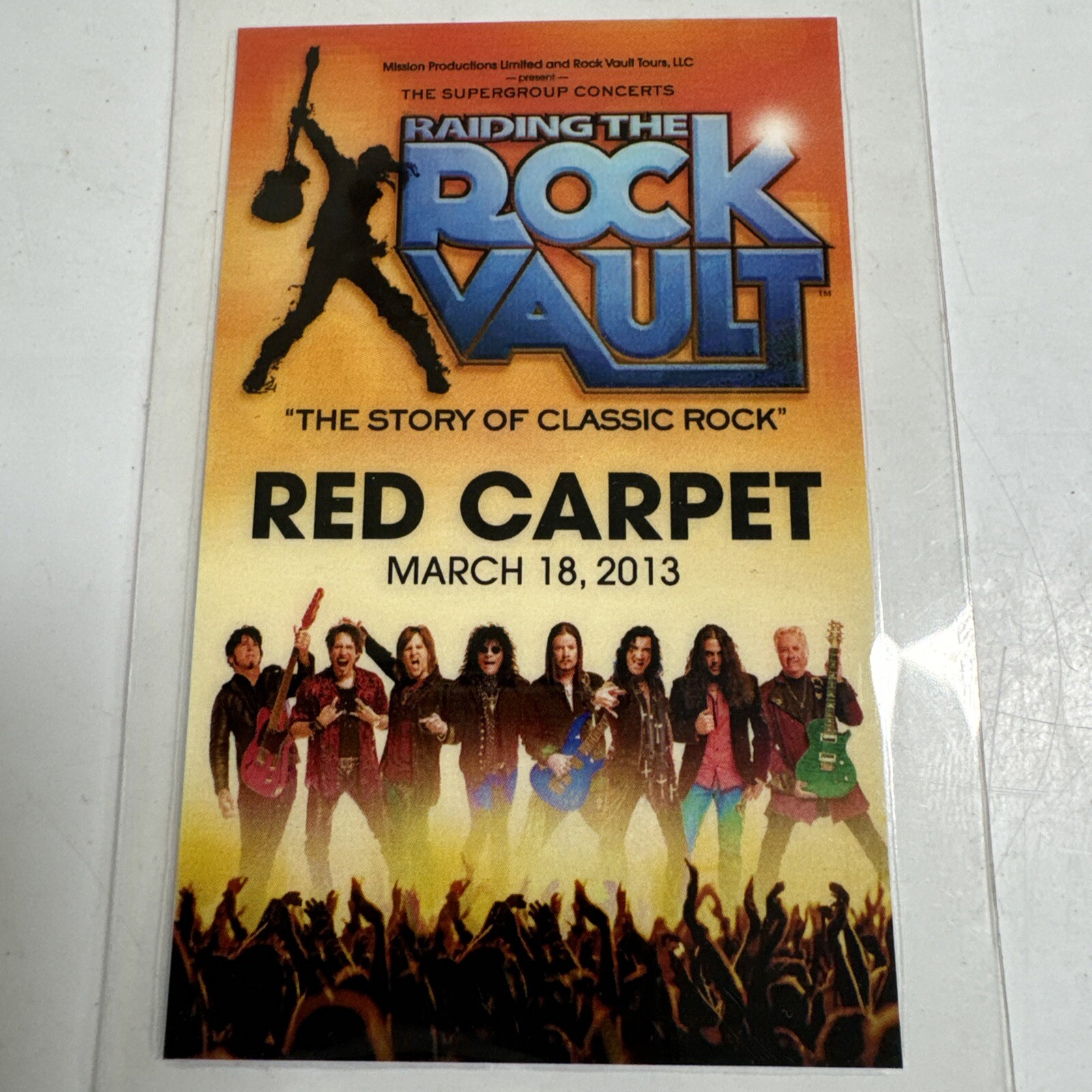 Rare Raiding The Rock Vault Red Carpet Crew Backstage Pass 2013 Classic Rock
