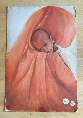 Gemälde Baby oder Kleinkind Öl oder Acryl Wiege signiert J B 98 99 