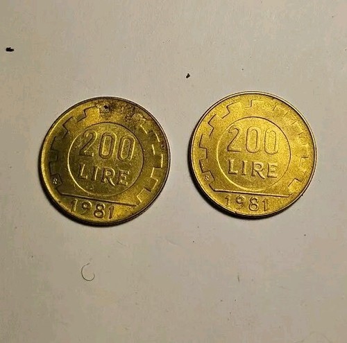 ITALY COIN 200 LIRE 1981 2 COINS - Picture 2 of 2