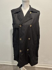 Michael Kors Womens Chambray Trenchcoat Dress Black Size Small Sleeveless Button