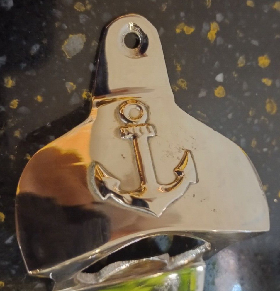 Wall Mount Anchor Bottle Opener Bar Beer Soda Bottle Cap Polished Chrome