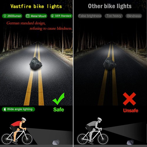 USB Rechargeable LED Bike Light Bicycle Front & Rearlight Headlight Super Bright - Picture 8 of 12
