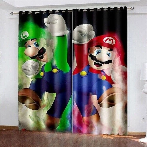 Kids Super Mario 3D Curtains Thick Blackout Curtain Thermal Ring Top Eyelet Gift - Picture 31 of 42
