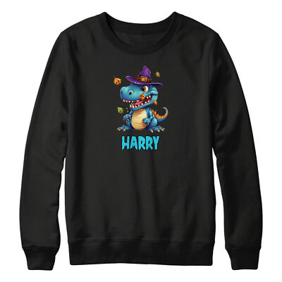 Personalisiertes lustiges Halloween Dinosaurier Sweatshirt für Jungen Kinder individuelles Dino T...