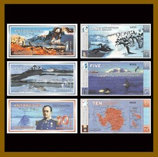 Antarctica 1 5 10 Dollars (3 Pcs Set), 1996 First Issue Fantasy