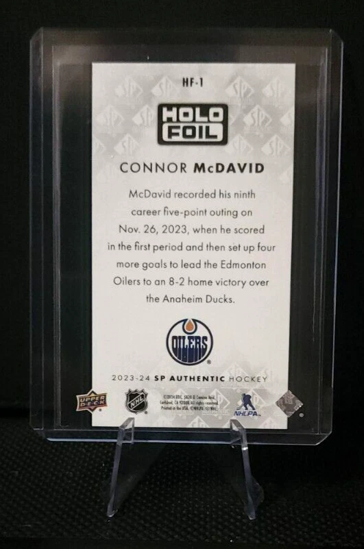 2023-24 Upper Deck SP Authentic CONNOR McDAVID #HF-1 Holofoil SSP 1:80 - Oilers - Image 2 of 2
