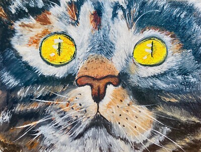 Cat Portrait Cat Oil Painting Gray Cat ArtWork Cat Lovers Gift Cat Portrait Pet