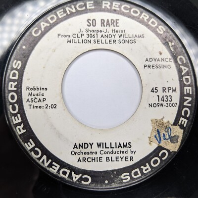 1962 Andy Williams Easy Listening PROMO 45 RPM Twilight Time / So Rare Love Z6