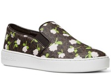 NIB Size 5 US Michael Kors Keaton MK Logo Floral Roses Slip Sneakers BRAND NEW