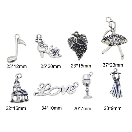 8pcs Mix Lots Retro Silver Metal Dancing Party Theme Charms Pendants Accessories - Picture 6 of 6