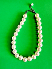 Child Girls Faux Pearl Necklace White Beads Flintstones Wilma Costume Necklace