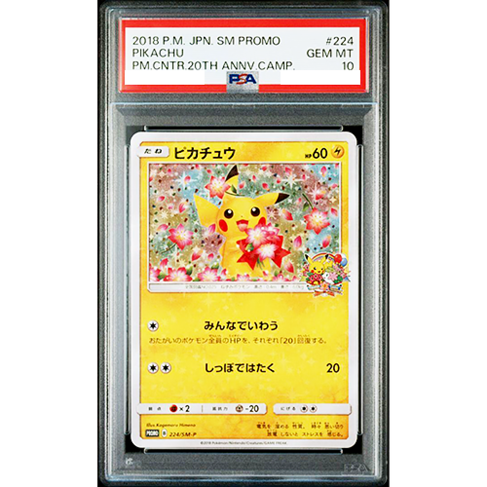 PSA 10 Pokemon Pikachu 20th Anniversary Camp 224/SM-P Promo PSA 10 Pokemon Pikachu 20th Anniversary Camp 224/SM-P Promo