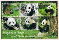 TONGA, SC 1225, 2013 Giant Panda souvenir sheet. MNH. CV $14