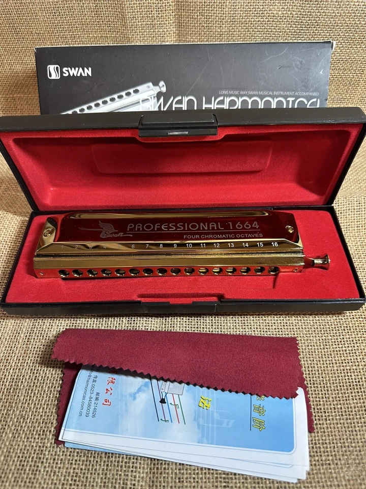 Swan SW-1664 16 Holes Chromatic Harmonica C Key 64 Tones Mouth Organ + Case - Image 2 of 4