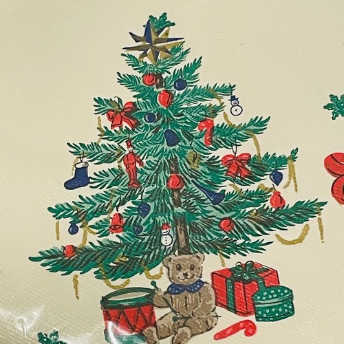 NOS Weihnachten Urlaub 70" Runde Vinyl Flanell Rückseite Tischdecke Baum Zug Spielzeug - Bild 2 von 10