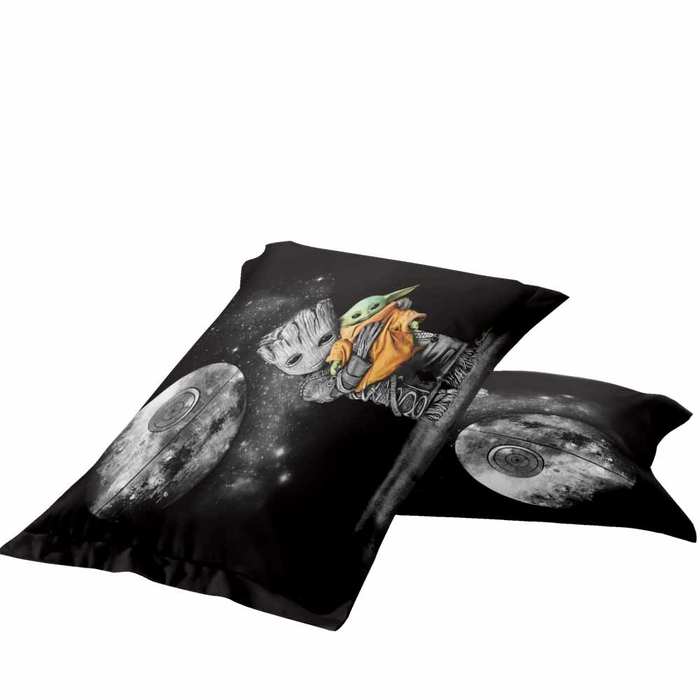 Groot and Baby Yoda Bedding Set Duvet Comforter Cover PillowCase Double