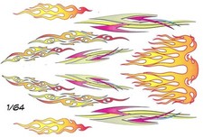Modern Hot Rod Flames  Graphics 2 1/64th HO Scale Slot Car Waterslide Decals