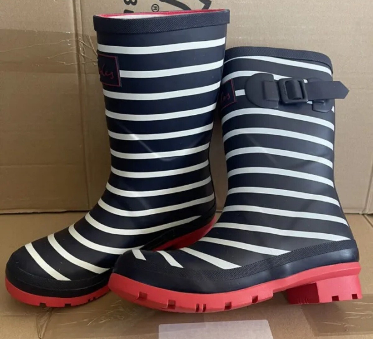 Navy Stripe Ladies Striped Wellies Joules Women Molly Mid Height
