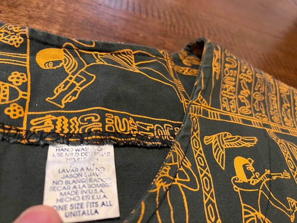 Винтажный древнеегипетский иероглифы Египет S/S кнопка сделано в США рубашка - один размер - Изображение 4 из 4