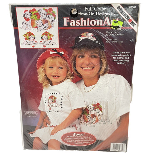 Vintage 1996 Dimensions Puppy Love 80382 Dalmatians Iron On Fashion Art NOS