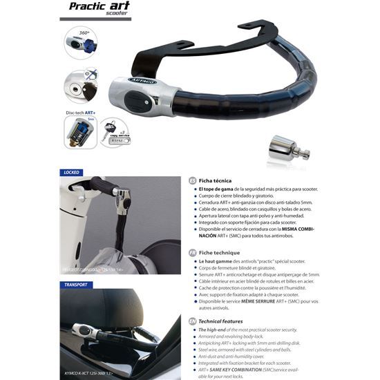 Anti-theft Handlebar ARTAGO Practic Art Sym Fiddle-II-50-125- (10-13) -1542ART
