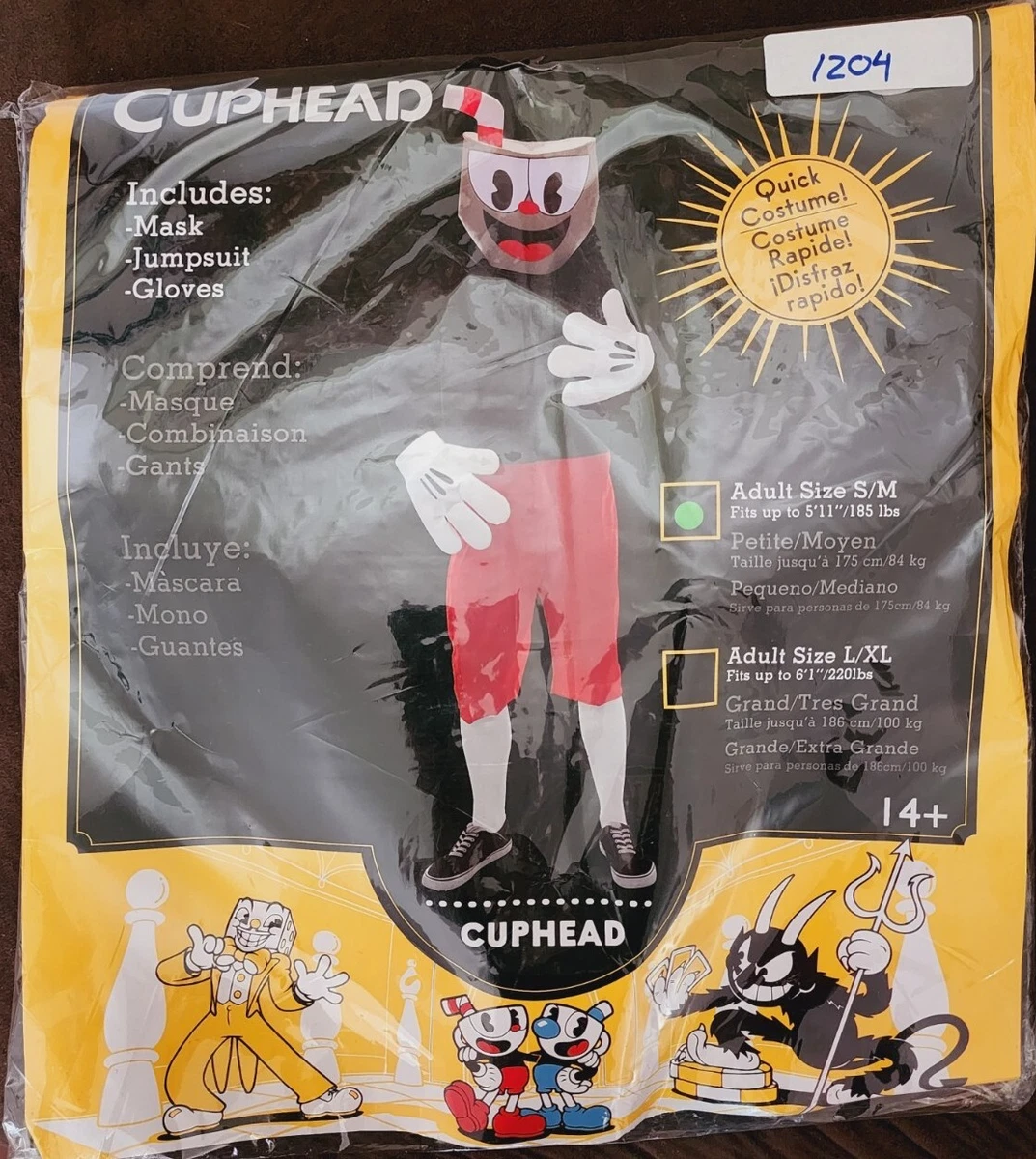 Elope Cuphead Costume Novelty CosPlay Jumpsuit Mask Gloves Included Adult Size S