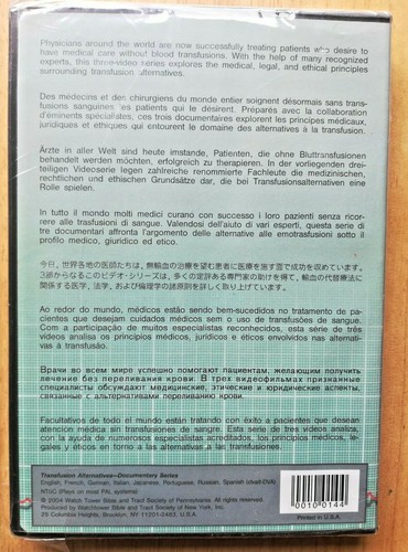 Transfusion Alternatives Documentary Series Ethical Principles DVD Sealed NIP - Imagen 2 de 3