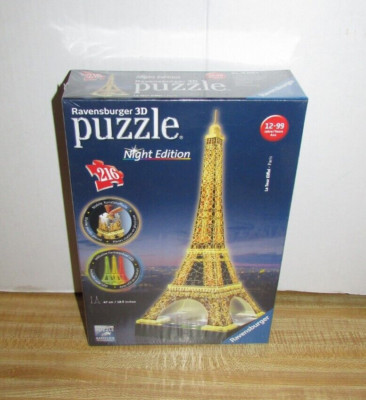 Eiffel Tower Ravensburger 3D Puzzle Night Edition 216 Pieces Easy Click NEW
