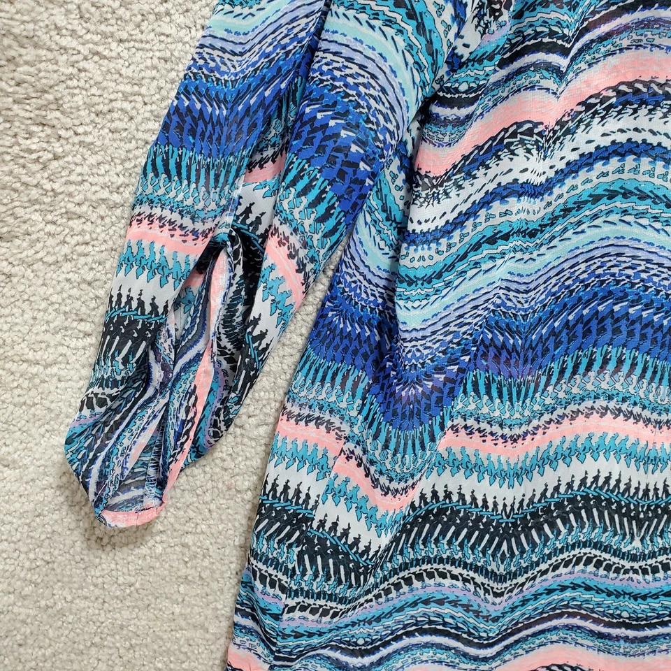 Blusa Bongo Plus Para Mujer 2X Multicolor Boho Rayas Geométrica Fluida Ligera Foto 4 de 4