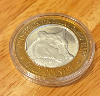 Gold Country Motor Inn .999 Fine Silver Strike Casino Token Elko NV bob cat