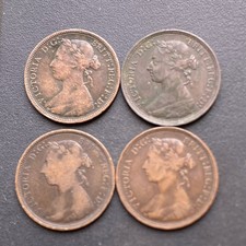 4x Victoria Half Pennies 1888 1889 1890 1891 Date Run Victorian Coin Lot G63