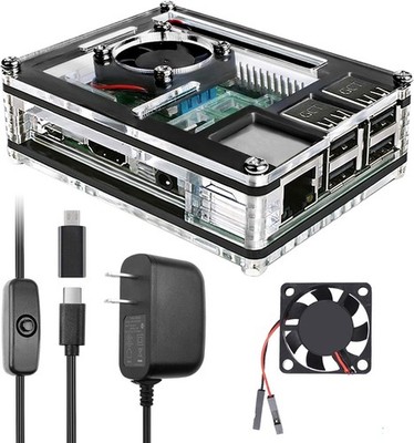 Miuzei Raspberry Pi 3 B+ Case with Fan Cooling Pi 3B Case with 3 Pcs Heat-Sinks 