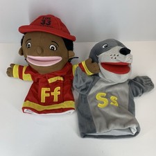 Lot of 2 Alphabet Hand Puppets F Firefighter  S Seal 11" Lakeshore Learning